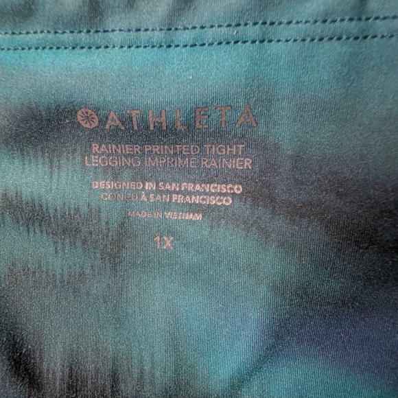 Athleta Rainier Printed Tight Leggings 1X‎ | Blue Green Pattern | Warm High Rise - Picture 5 of 5